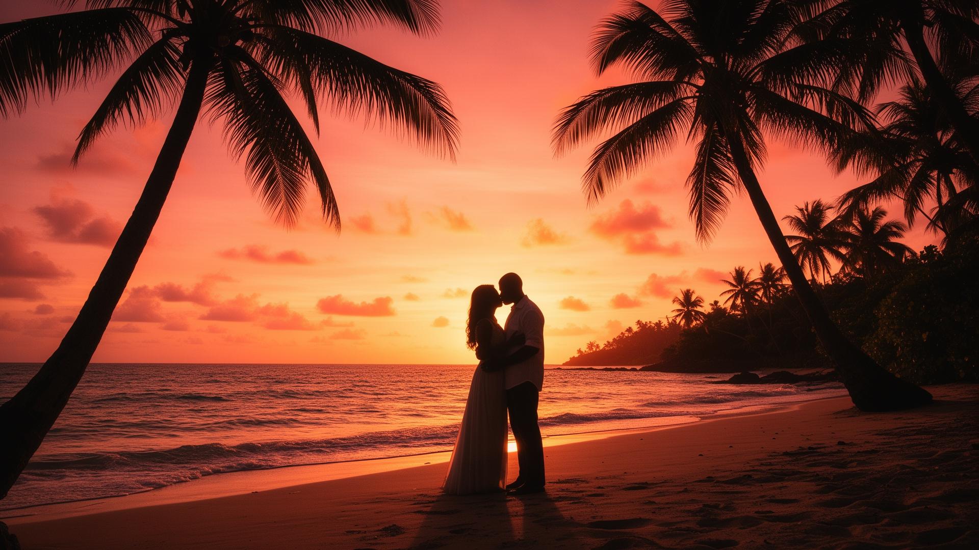 Caribbean sunset romance